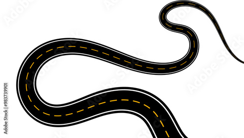 Straight and winding road road. Seamless asphalt roads template. Highway or roadway background. Seamless highway marking Isolated on background. Straight and winding road road. vector illustration