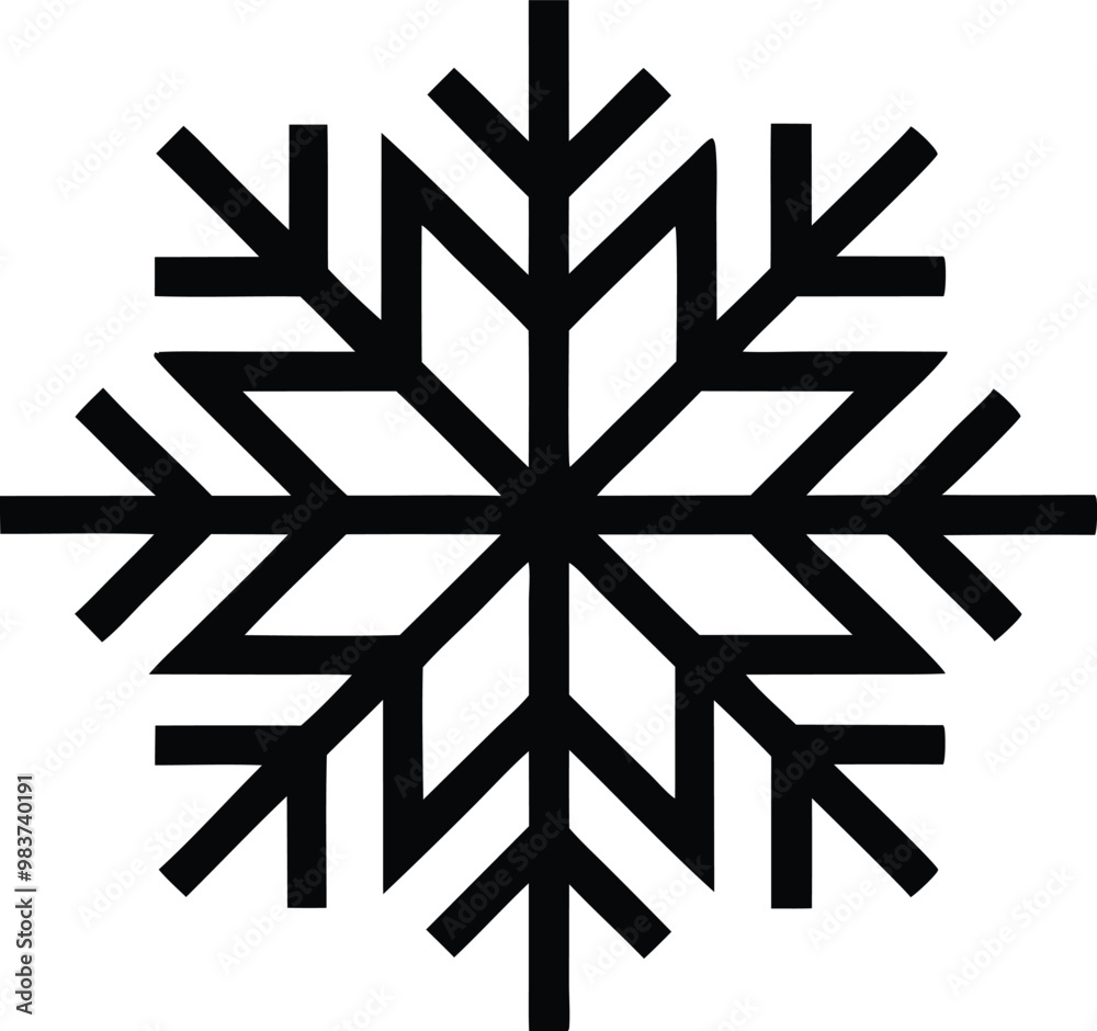 Snowflake Icon, Christmas Snowflake Silhouette Vector Snowflake Icon, Christmas Snowflake Silhouette Vector