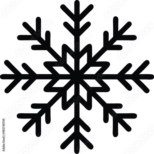 Snowflake Icon, Christmas Snowflake Silhouette Vector