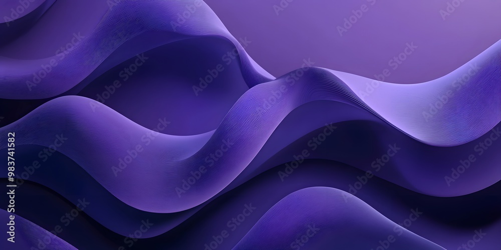 Obraz premium Abstract purple background with curved lines, minimalistic design, simple shapes, and a gradient of deep blue