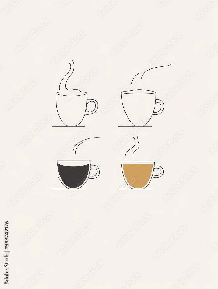 Stylish Minimalist Coffee Cup Illustrations Stylish Minimalist Coffee Cup Illustrations