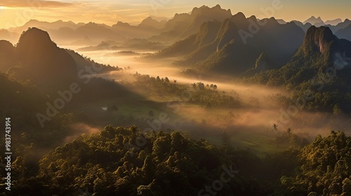 Sunrise over Misty Mountains