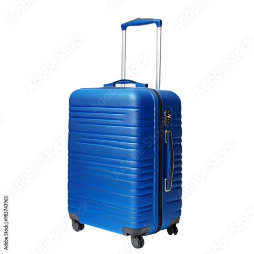 A suitcase with wheels and a handle on transparent and white background. PNG cutout. photo