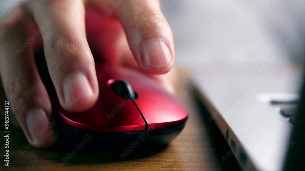 Close up of hand using computer mouse Close up of hand using computer mouse