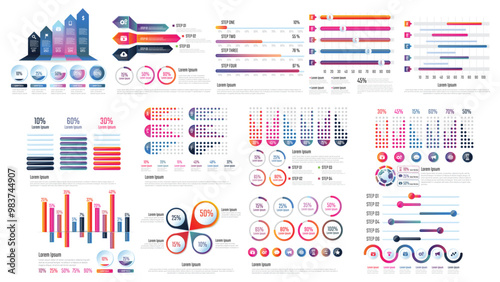 Infographic Elements, Set of Infographics Elements Data Visualization Template Design Vector Editable, Set of vector infographic templates.