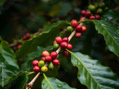 Coffee beans on the branches
 photo