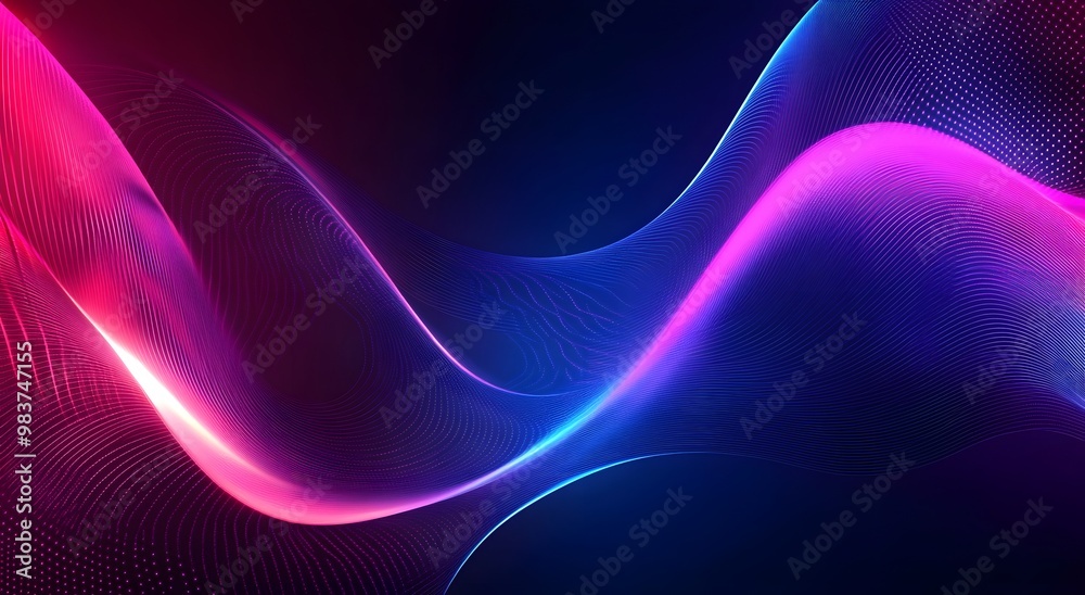 Abstract background with neon lines glowing in blue and pink colors Abstract background with neon lines glowing in blue and pink colors
