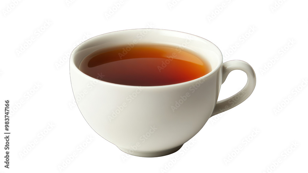 side view of a simple white ceramic cup filled with herbal tea transparant background side view of a simple white ceramic cup filled with herbal tea transparant background