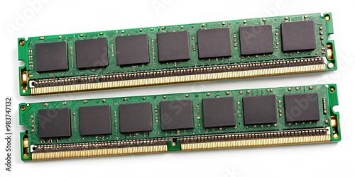 Close up of two matching RAM sticks for computer, technology, computer hardware photo