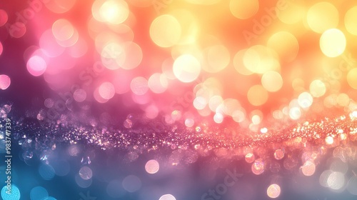 Abstract Blurred Background with Colorful Bokeh and Glitter