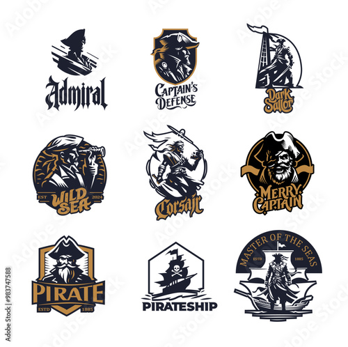 lustrate a cartoon-style pirate ship, Pirate Inside his Sailing Ship