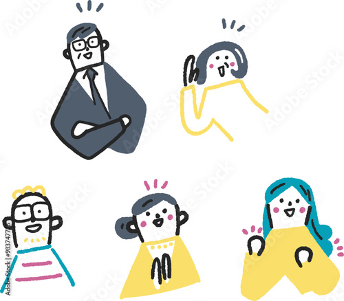 誰かを応援する人々　セットのストックイラスト素材
