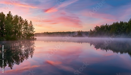 夜明けの静かな湖Calm Lake at Dawn