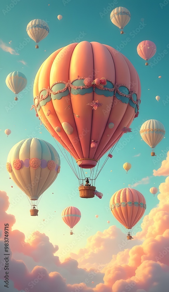 Obraz premium Whimsical Hot Air Balloons in the Sky for Phone Wallpaper