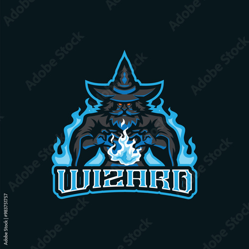 Wizard mascot logo design vector with modern illustration concept style for badge, emblem and t shirt printing. Wizard illustration for sport and esport team.