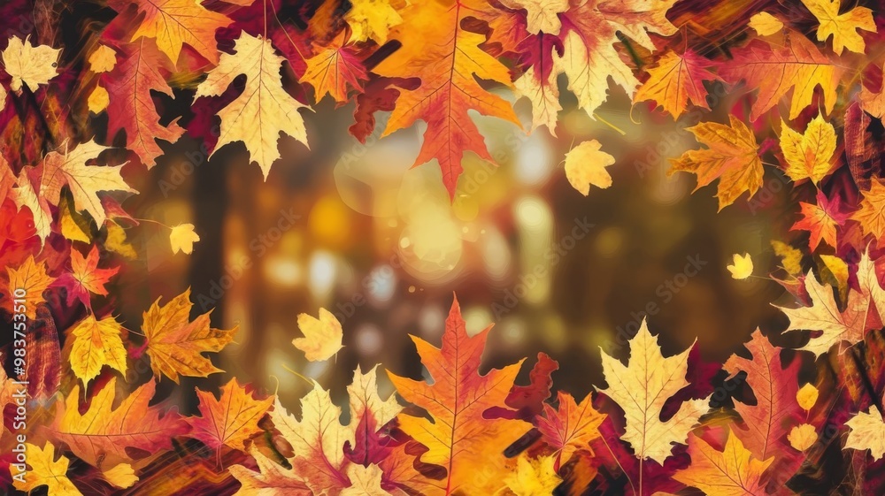 Colorful autumn leaves and sunflares creating a beautiful abstract fall background Colorful autumn leaves and sunflares creating a beautiful abstract fall background