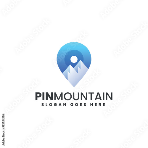 Free Download Vector Logo Illustration Pin Mountain Gradient Colorful Style - GFXLoad
