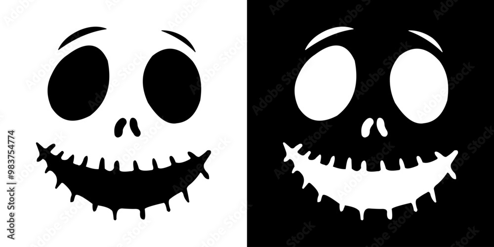 Naklejka premium scary face and mask vector. thief mask, scary smile, joker smile