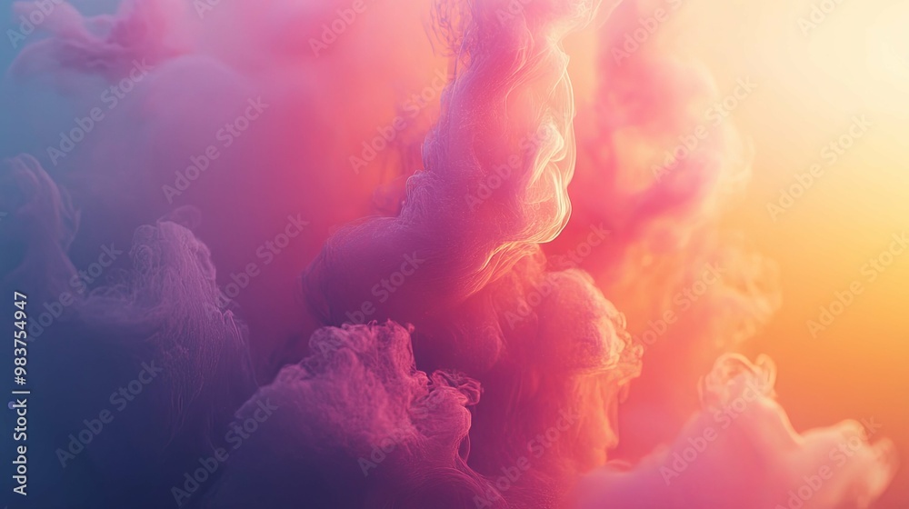 Naklejka premium Abstract Pink and Orange Swirling Smoke