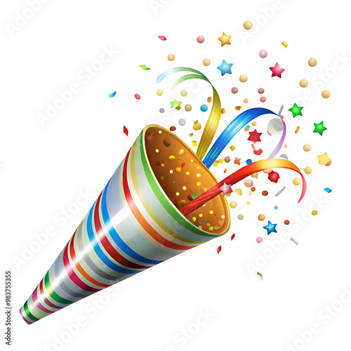 Party Popper on a White and Transparent PNG Background