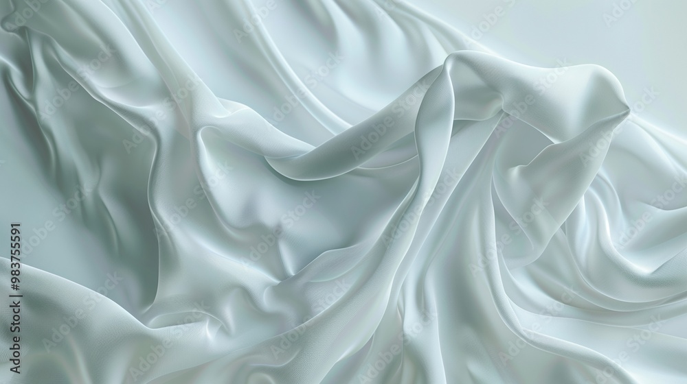 Fototapeta premium Elegant Flowing White Silk Fabric Background - Luxurious and Smooth Textile Texture