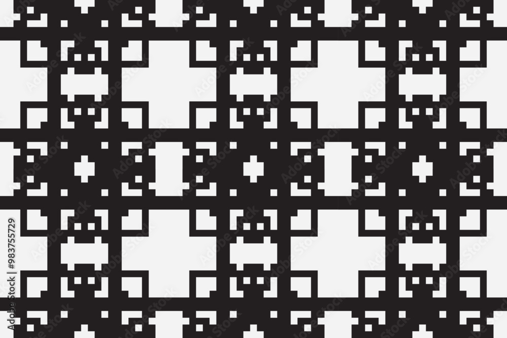 Vector monochrome pixel background. Abstract seamless pattern with small random scattered squares, rectangles, tiny dots. Black and white minimal Vector monochrome pixel background. Abstract seamless pattern with small random scattered squares, rectangles, tiny dots. Black and white minimal