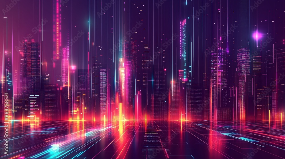 Futuristic Digital City Skyline Visualization Futuristic Digital City Skyline Visualization