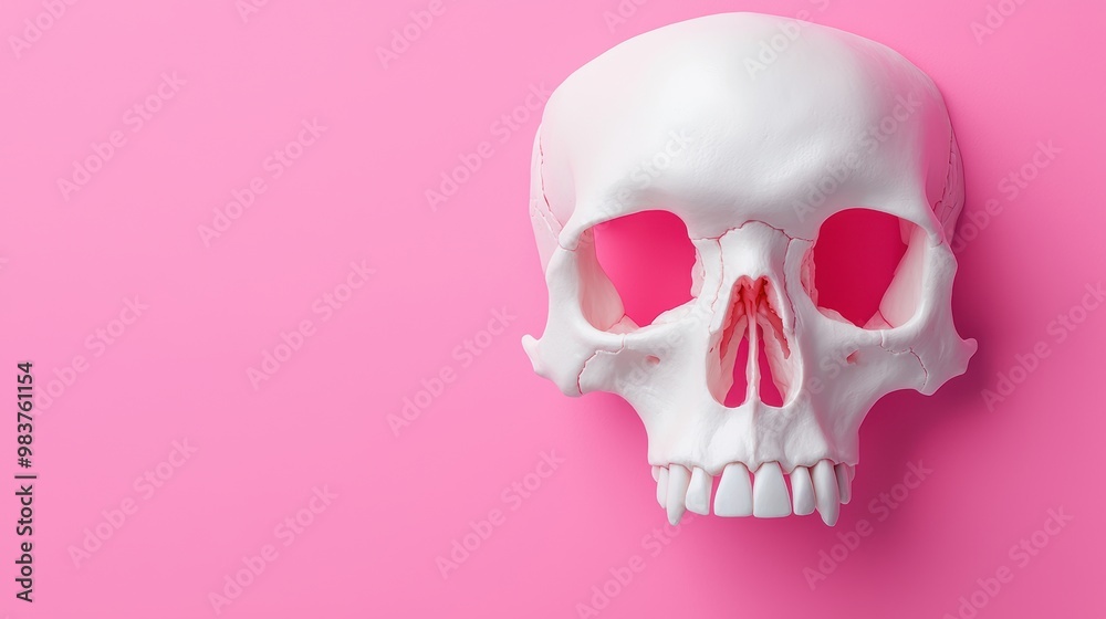 White Skull on Pink Background for Artistic Concepts White Skull on Pink Background for Artistic Concepts