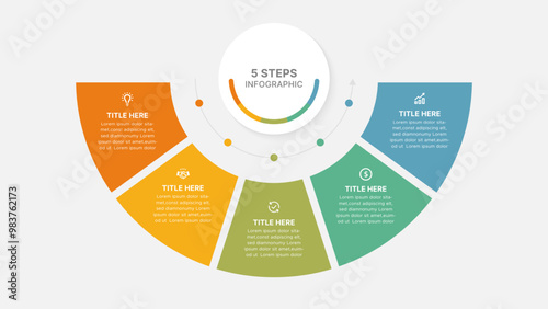 Modern Circular Cycle Infographic Design Template with 5 Data Points