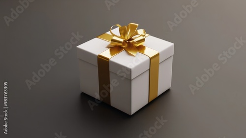 White gift, White and Gold gift box, golden ribbon, luxury gift, beautiful gift, made with Generative AI