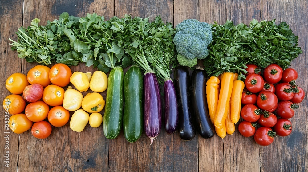 Fresh Vegetables on a Wooden Surface Fresh Vegetables on a Wooden Surface