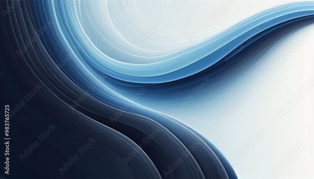 Abstract blue and black wave patterns flowing through a soft landscape background with gentle light Abstract blue and black wave patterns flowing through a soft landscape background with gentle light