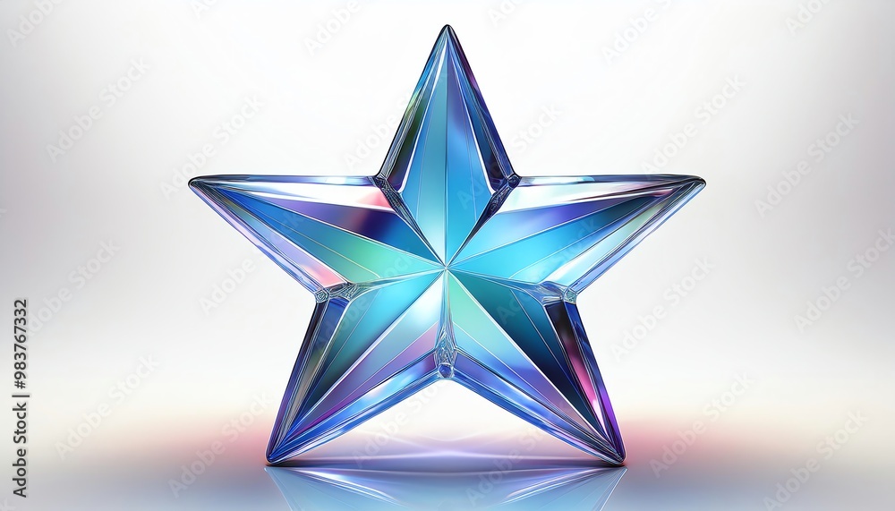 Obraz premium A shiny, colorful star shaped object that reflects light with vibrant hues, set against a gradient background.