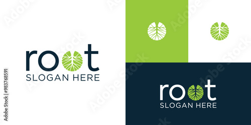 Typographic root logo on the letter O