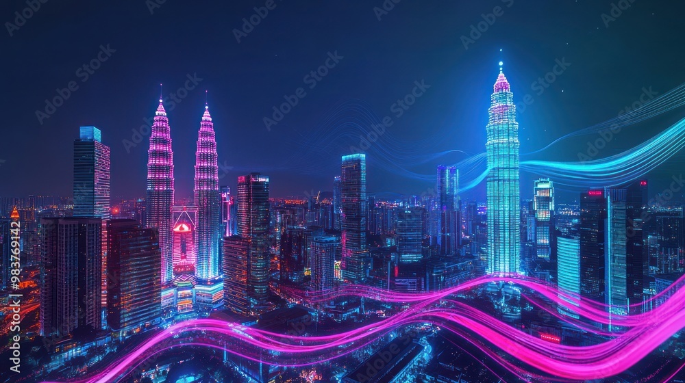 Fototapeta premium Kuala Lumpur Skyline at Night