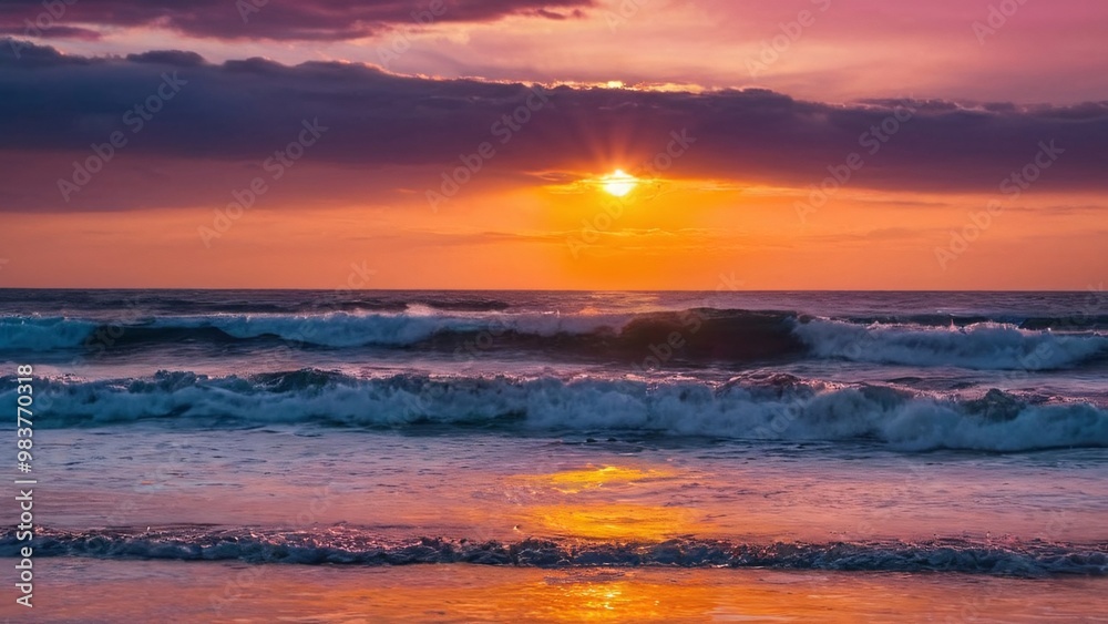 Fototapeta premium Ocean Sunset with Vibrant Sky