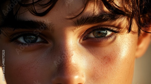 Close-up of a person's eyes highlighting their natural beauty and features.