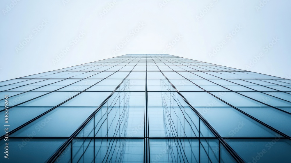 A tall glass skyscraper reflecting light in a minimalist urban setting. A tall glass skyscraper reflecting light in a minimalist urban setting.