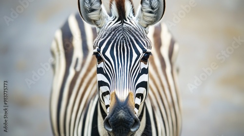 Close-up of a zebra showcasing its distinctive black and white stripes.