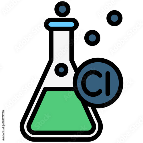 Chlorine Gas lineal multi color icon, use for UI, UX, app and web development, digital or print. for industry, education, science.
