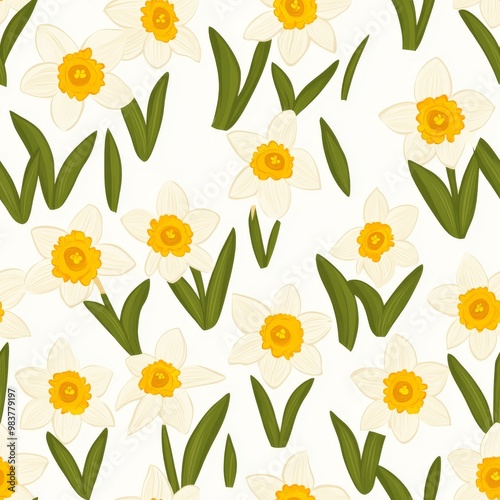 Wallpaper Mural 240807 68. daffodil pattern banner wallpaper, simple background Torontodigital.ca