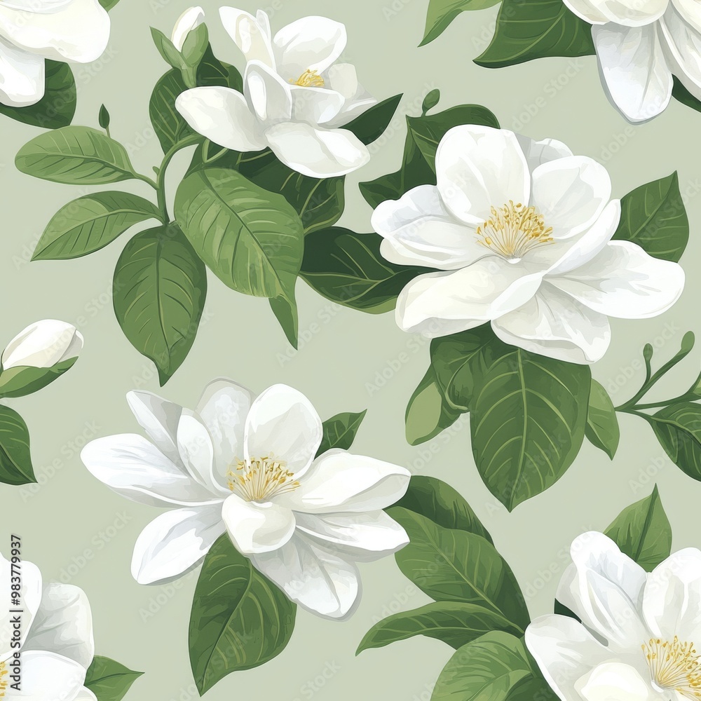 Obraz premium 240807 81. gardenia pattern banner wallpaper, simple background