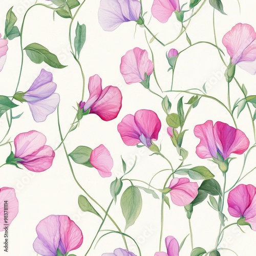 240807 106. sweet pea pattern banner wallpaper, simple background