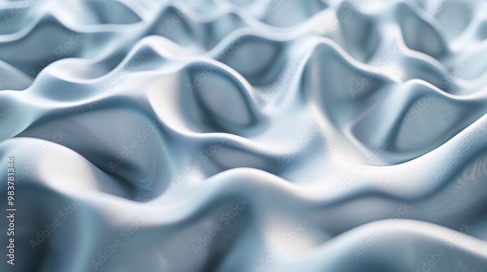 Obraz premium Abstract Wave-like Textured Pattern - Light Blue Fluid Geometric Design for Backgrounds