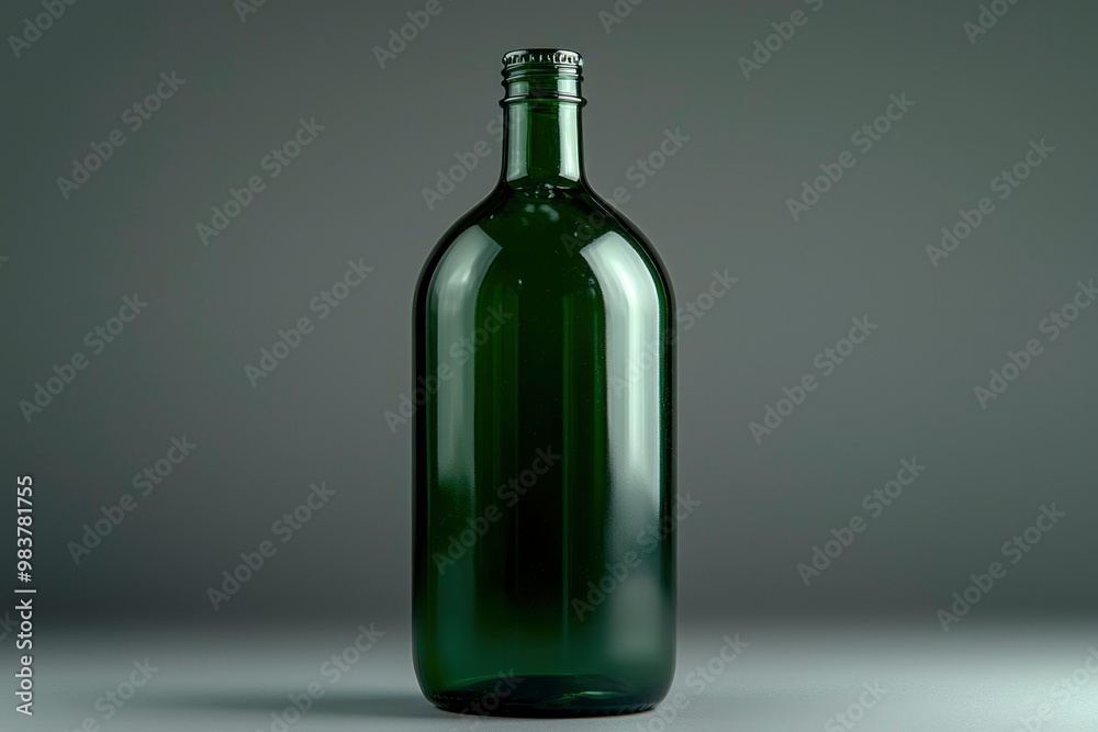 A Single Green Glass Wine Bottle with a Silver Top A Single Green Glass Wine Bottle with a Silver Top