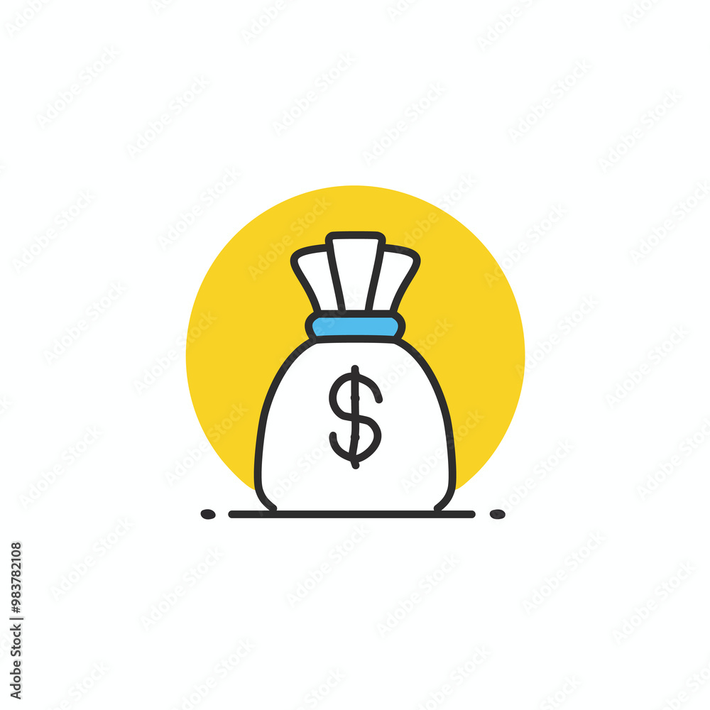 Fototapeta premium Simple Money Bag Icon with Dollar Sign