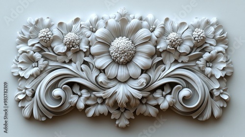 Ornate floral relief sculpture featuring intricate designs.