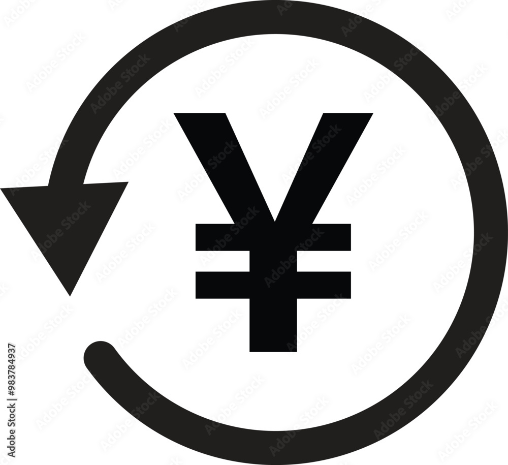 Yen cashback icon isolated on white background . Yen money refund icon vector Yen cashback icon isolated on white background . Yen money refund icon vector