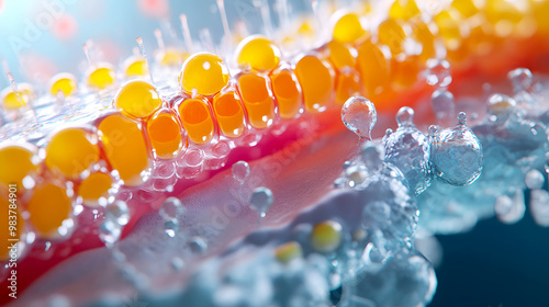 Phospholipid bilayer in cells/ Close-up of the phospholipid bilayer in a cell membrane photo