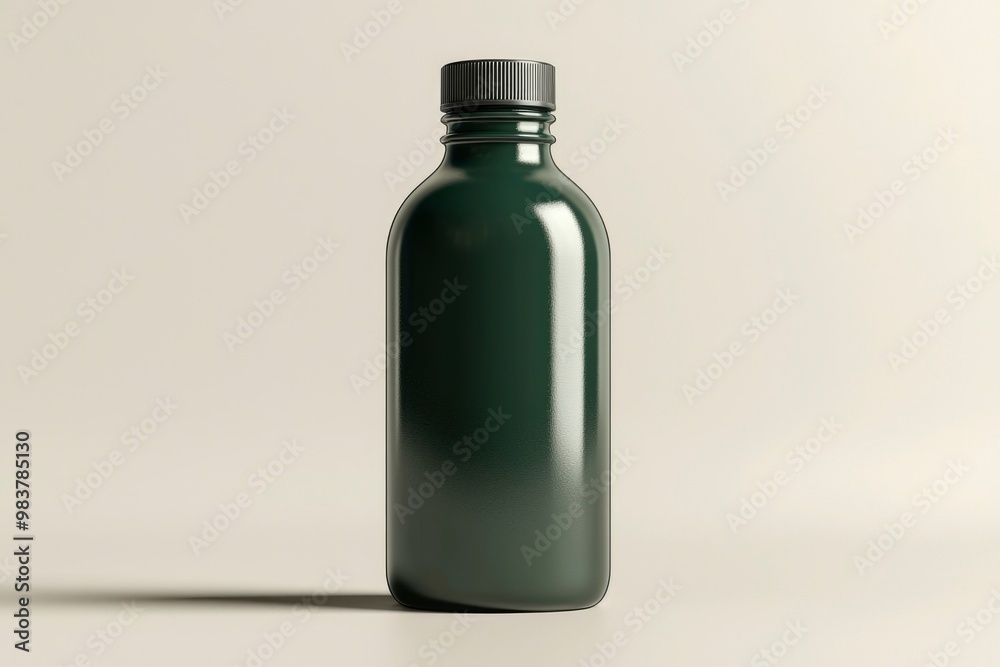 Dark Green Glass Bottle with Black Screw Cap Dark Green Glass Bottle with Black Screw Cap